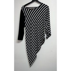Yon Design Top Ft  Lauderdale FL Womens Assymmetrical Size L Black White Striped